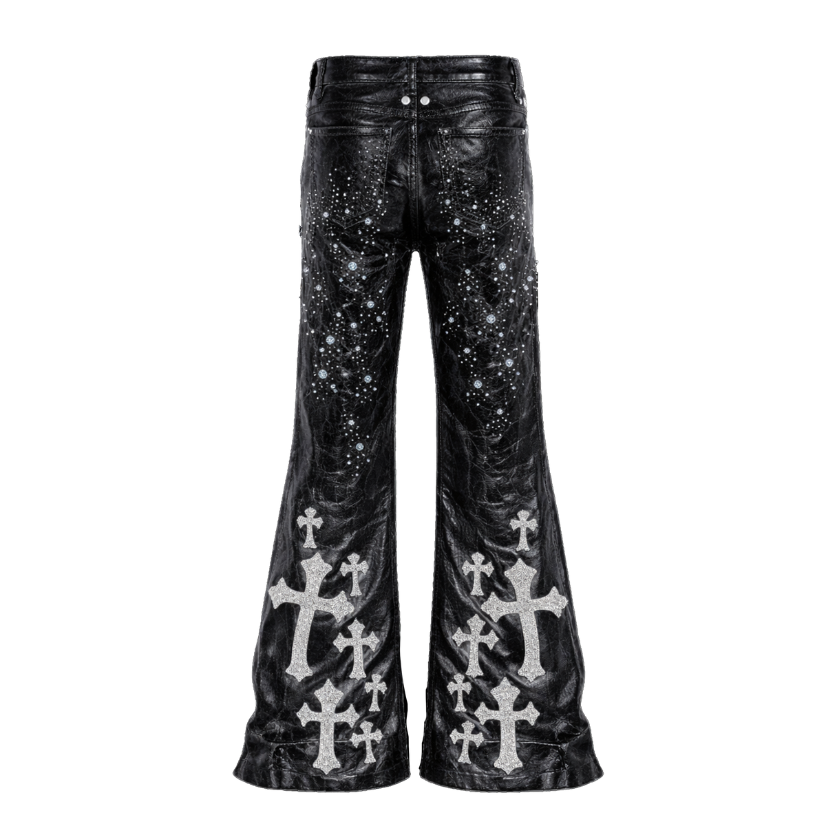 Artifact No. 18 "Based Bolan Boy Flared" Double Waisted Leather Black