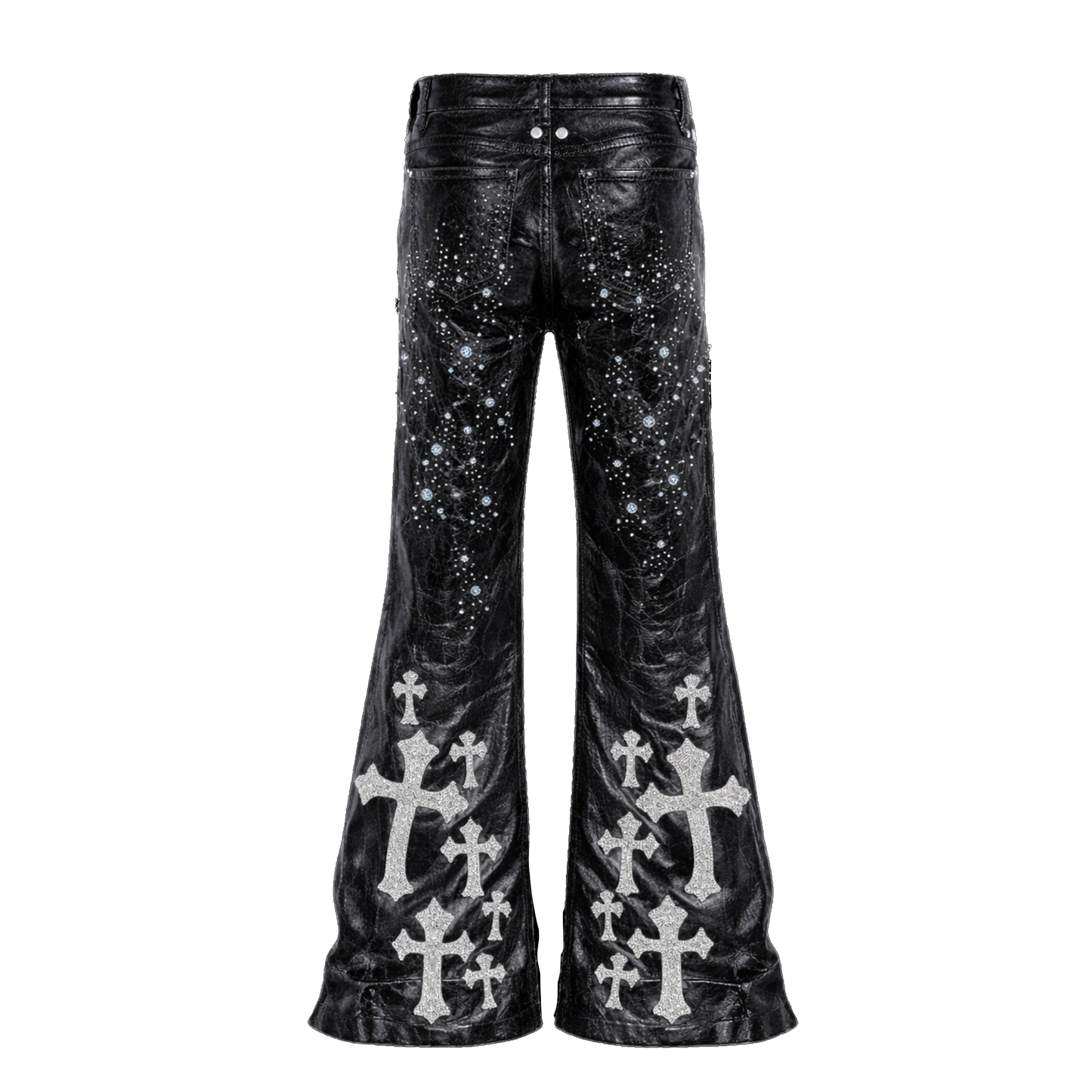 Artifact No. 18 "Based Bolan Boy Flared" Double Waisted Leather Black